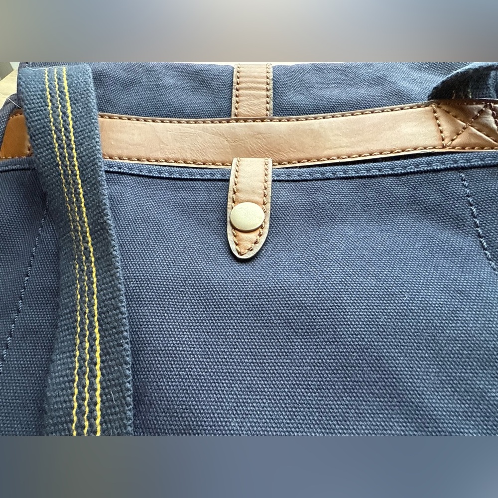Fossil Unisex Navy Denim and Brown Leather Crossbody Messenger Bag - Picture 6 of 12